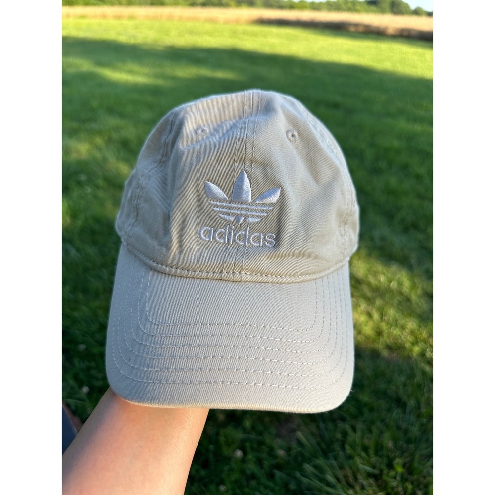 Adidas Originals Trefoil Baseball Cap Khaki Tan‎ Cotton Strapback Hat OSFW